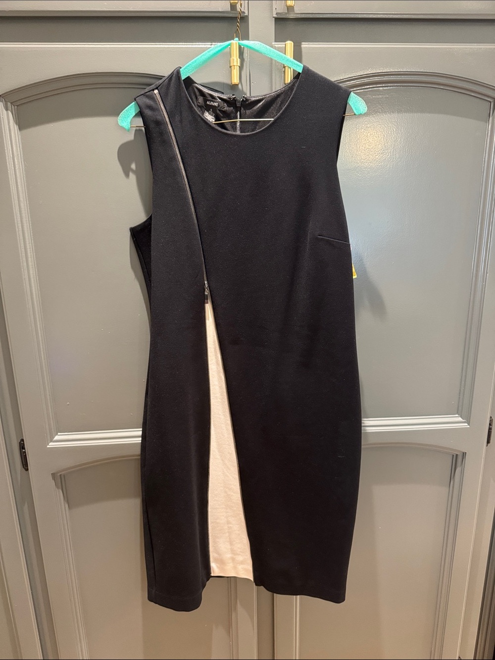 Alfani Black Mini Dress with Ivory Front Panel